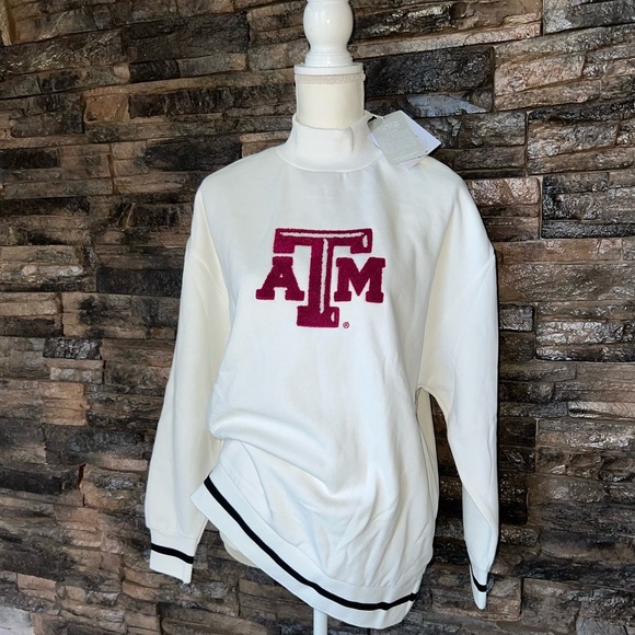 Classic White Turtleneck Sweater with Maroon Logo - Picture 12 of 16